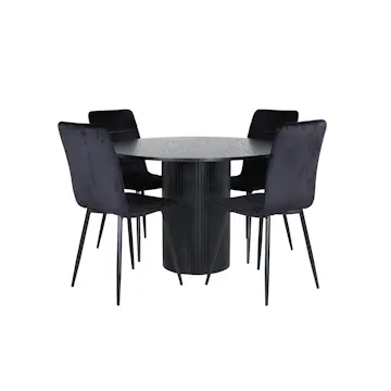 Spisegruppe Venture Home med Bianca Spisebord og 4 Walerina Spisestoler i Fløyel