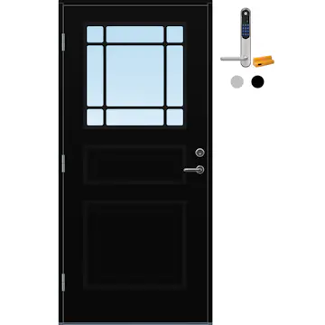 Ytterdør Bygg1 Arendal Klarglass med Yale Doorman Classic Home