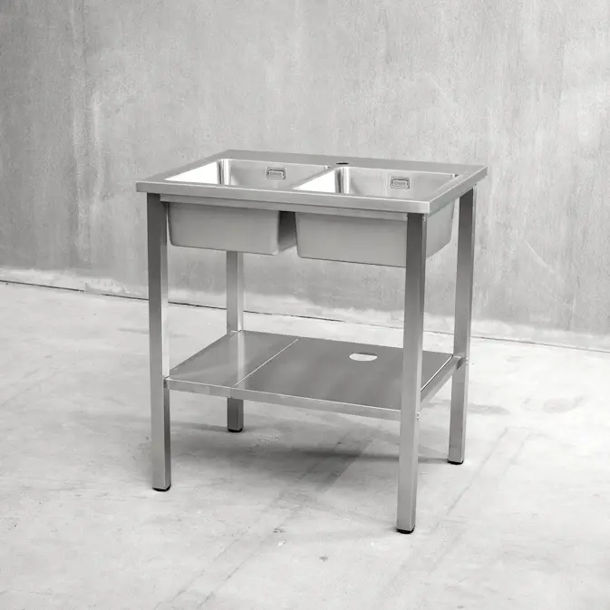 Benkestativ Vilan Stainless Variant Stativ og Underhylle med Hull