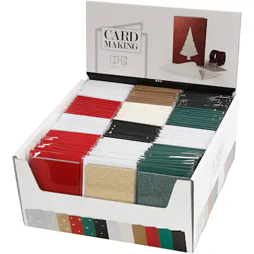 Kort og konvolutter Creativ Company Glitrende Kortstr 10,5x15 cm Konvstr 11,5x16,5 cm Ass Farger 120 sett/1 Pk