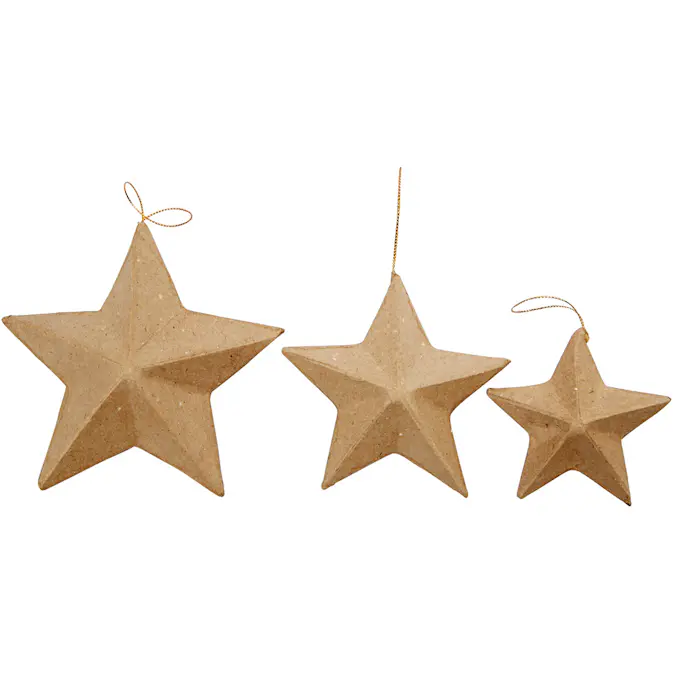 Stjerner Creativ Company Papir Mache D7,5+10+12,5 cm 6 St/1 Pk
