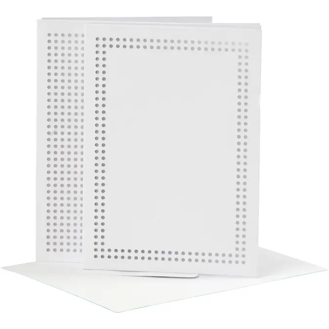 Kort til Broderi Creativ Company Kortstr 105x15 cm Konv Str 115x165 cm Hvit 6 stk/1 Pk