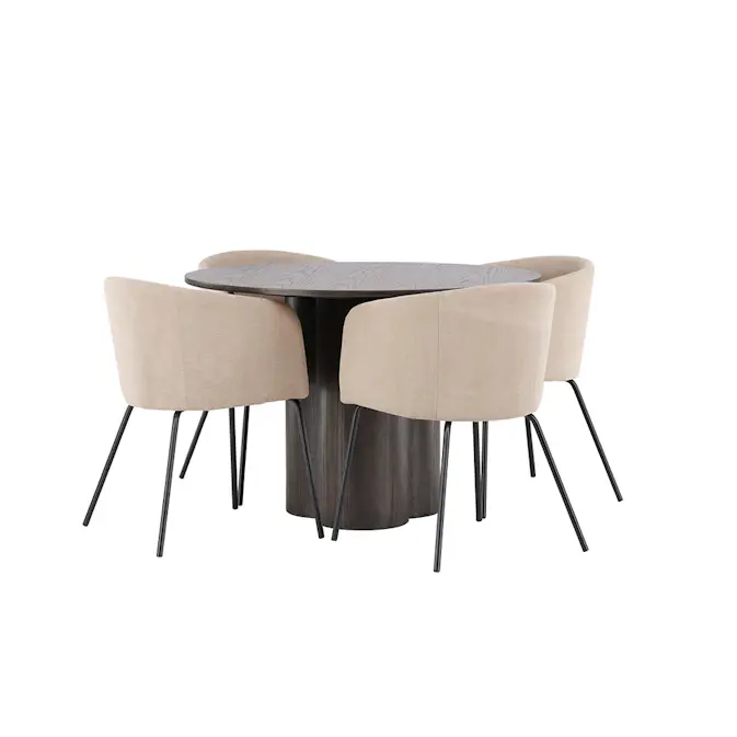 Spisegruppe Venture Home Olivia Ø 110 cm med 4 Berit Stoler