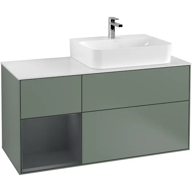 Tvättställsskåp Villeroy & Boch Finion med 3 Lådor Hylla och Bänkskiva för Ocentrerat Tvättställ