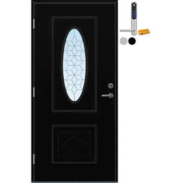 Ytterdør Bygg1 Fana Klart Blyglass med Yale Doorman Classic Home
