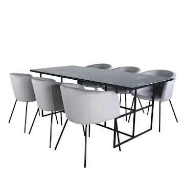 Spisegruppe Venture Home Lund med 6 Bergen Stoler