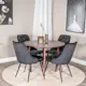 Spisegruppe Venture Home Plaza med 4 Velvet Deluxe Stoler