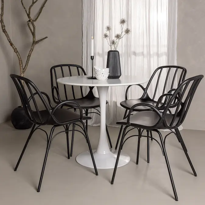 Spisegruppe Venture Home Hamden Ø80 cm med 4 Dyrön Stoler