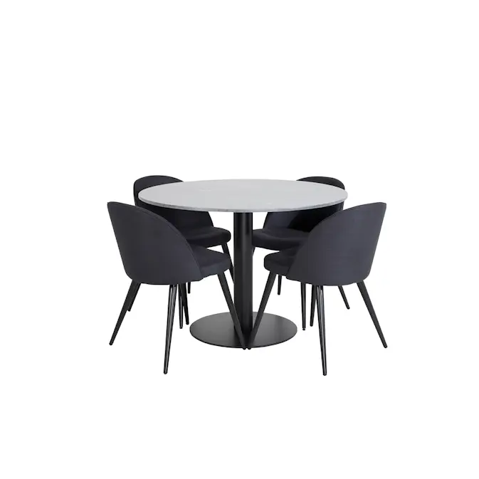 Spisegruppe Venture Home Estelle med 4 Valentina Stoler Polyester