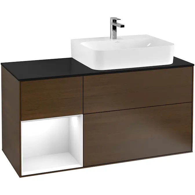 Tvättställsskåp Villeroy & Boch Finion med 3 Lådor Hylla och Bänkskiva för Ocentrerat Tvättställ