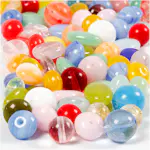 Glassperler Creativ Company Ass Farger Rund Oval Rund/Flat D6-13 mm Hullstr 0,5-1,5 mm 1 Pk