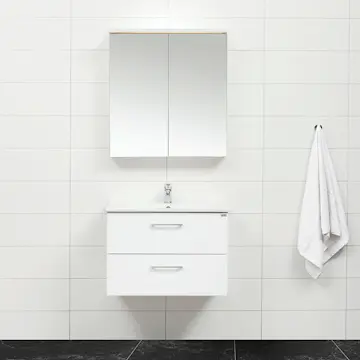 Möbelpaket 4AQUA Slim Vit 80 med Lådor och Spegelskåp