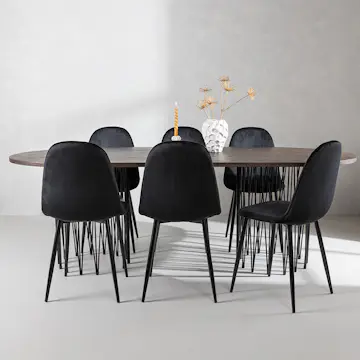 Spisegruppe Venture Home Stone med 6 Polar Stoler Fløyel
