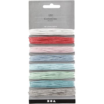 Bomullssnor Creativ Company Blandede Lyse Farger Tykkelse 1 mm 8x5 m/1 Pk