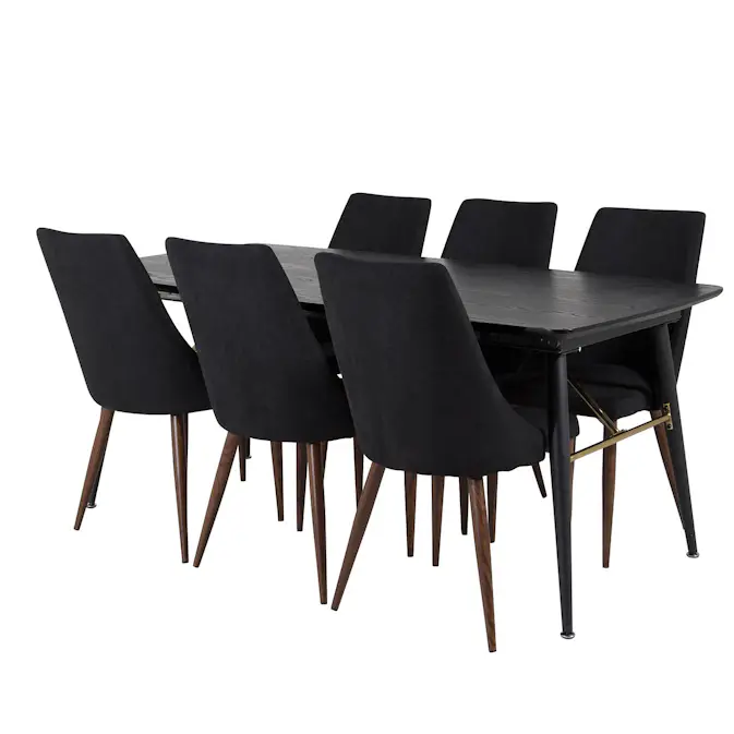 Spisegruppe Venture Home Gold med 6 Leone Stoler