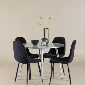 Spisegruppe Venture Home Plaza Ø100 med 4 stk Polar Stoler Teddy