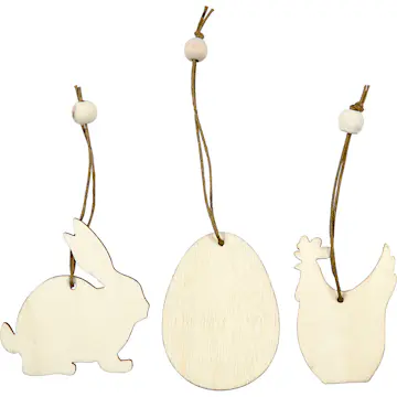 Treoppheng Creativ Company Hare Egg Høne Str 6 cm Tykkelse 3 mm 9 St/1 Pk