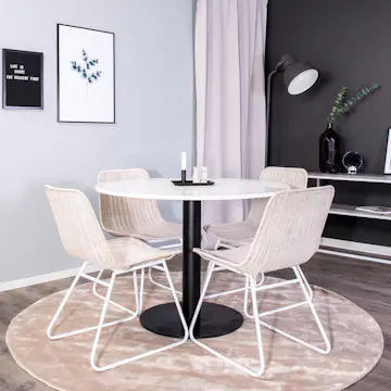 Spisegruppe Venture Home Roxanna med 4 Cornelia Stoler HHvitTerazzo