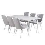 Spisegruppe Venture Home Pobbie med 6 Vera Stoler Hvita Ben