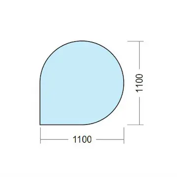 Gulvglass Kaminexperten 1100 x 1100 Dråpe
