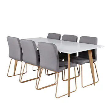 Spisegruppe Venture Home Polar Ø100 cm med 6st Mace Spisestoler