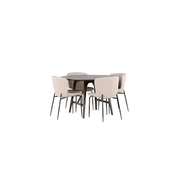 Spisegruppe Venture Home Kaseidon Ø100 cm med 4 stk Modesto Stoler
