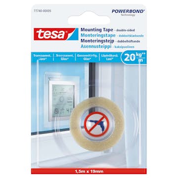 Monteringstape Tesa Transparent 1,5M x 19 mm 20 kg