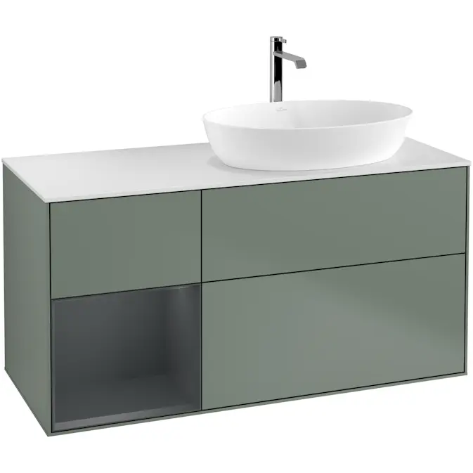 Tvättställsskåp Villeroy & Boch Finion med 3 Lådor Hylla och Bänkskiva för Ocentrerat Tvättställ från Artis & Collaro