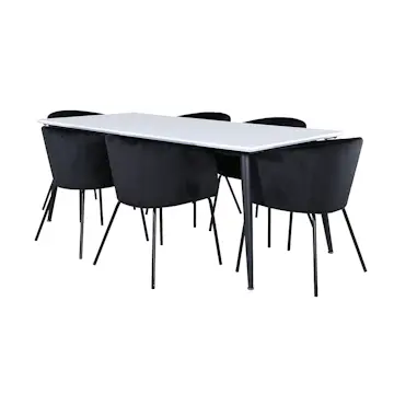 Spisegruppe Venture Home Jolie med 6 Bergen Stoler Fløyel