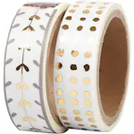 Maskeringstape Creativ Company Gull Hvite Hjerter og Prikker Folie 2X4 m/1 Pk