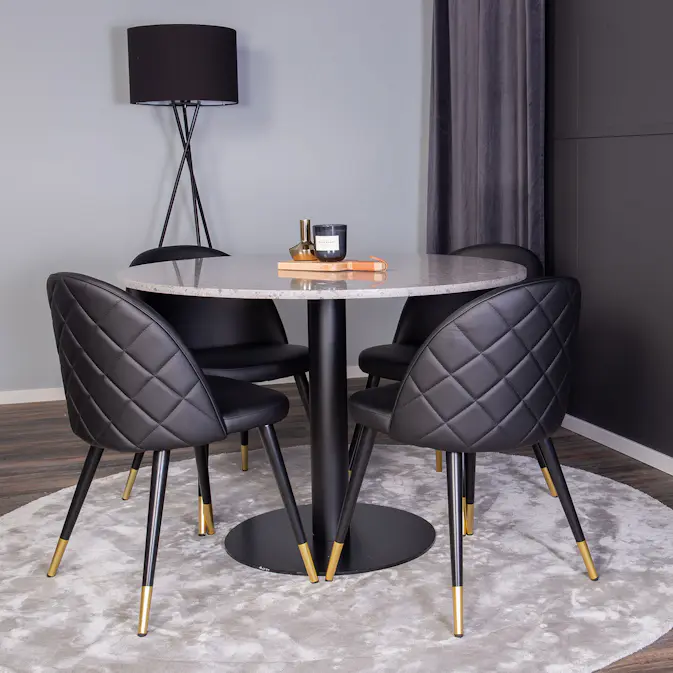 Spisegruppe Venture Home Razzia med 4 Velvet Stoler Skinn
