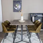 Spisegruppe Venture Home Madde med 6 Valentina Stoler Fløyel