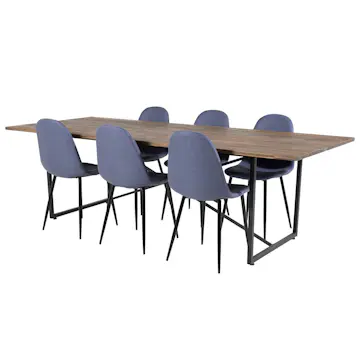 Spisegruppe Venture Home Peo med 6 Pobbie Stoler Polyester