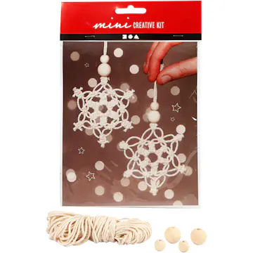 Materiellsett Creativ Company Mini DIY Kit Makrame Iskrystall/Snøfnugg 2 Stk/1 Sett
