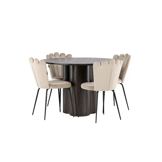 Spisegruppe Venture Home Olivia Ø 110 cm med 4 Limhamn Stoler