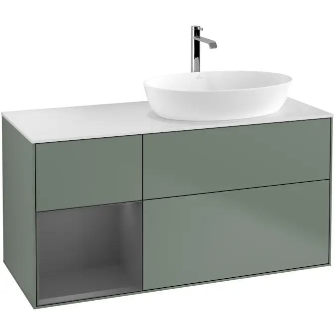 Tvättställsskåp Villeroy & Boch Finion med 3 Lådor Hylla och Bänkskiva för Ocentrerat Tvättställ från Artis & Collaro