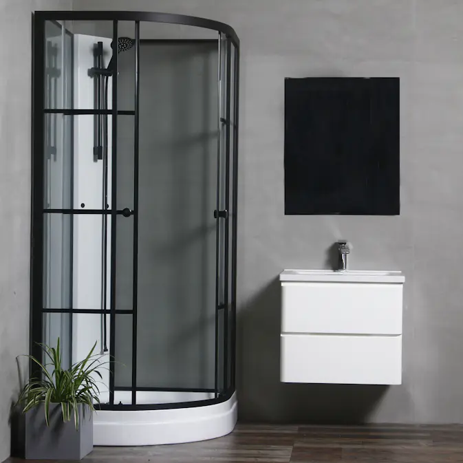 Dusjkabinett Bathlife Betrakta 80x80 Svart/Hvit