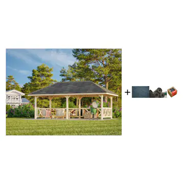 Paviljong Palmako Bianca 16,6 m2 Sett 107 med Shingel, Papp og Spiker