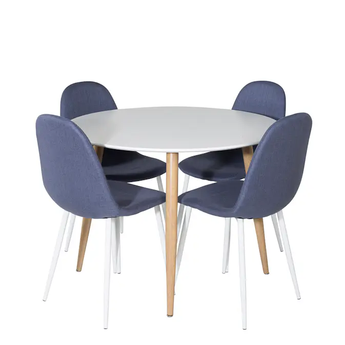 Spisegruppe Venture Home Polar Ø100 cm med 4st Plaza Spisestoler