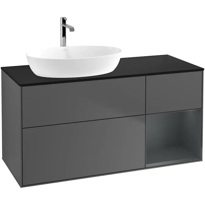 Tvättställsskåp Villeroy & Boch Finion med 3 Lådor Hylla och Bänkskiva för Ocentrerat Tvättställ från Artis & Collaro