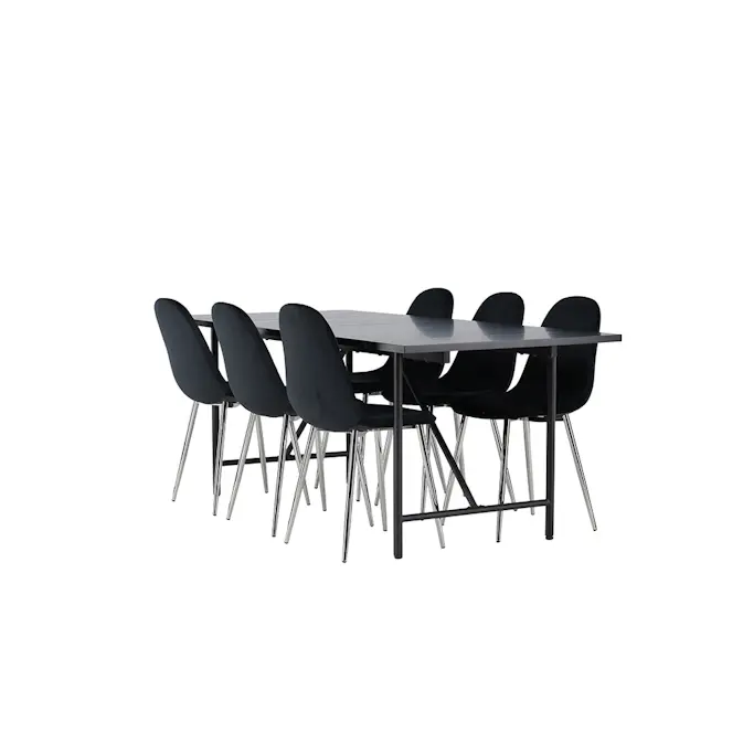 Spisegruppe Venture Home Astrid med 6 Polar Fløyel Stoler