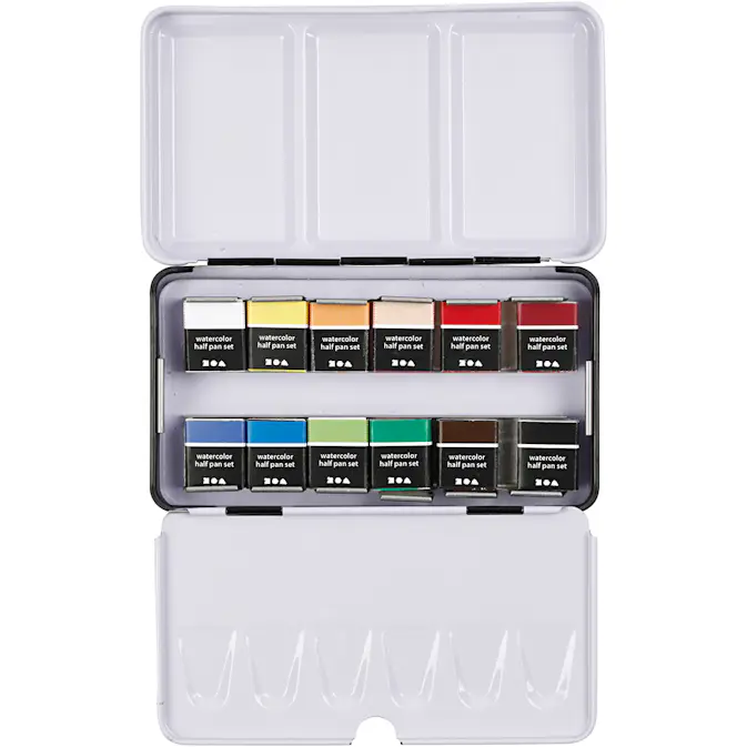 Akvarellfarge Creativ Company Art Aqua Ass Farger ½-panne Str 10x20 mm 12 Farger/1 Pk