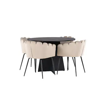 Spisegruppe Venture Home Bootcut Ø110 cm med 4 Limhamn Stoler