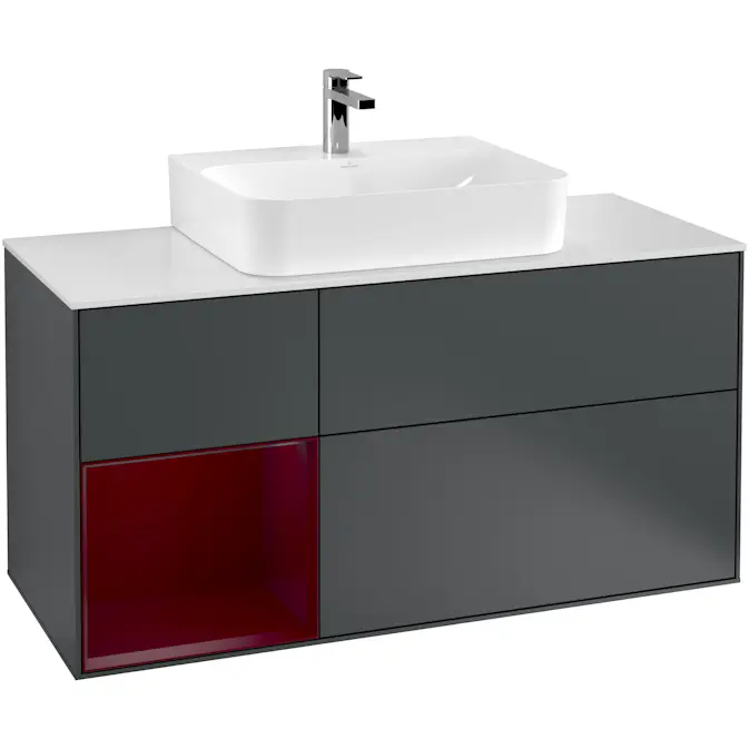 Tvättställsskåp Villeroy & Boch Finion med 3 Lådor Hylla och Bänkskiva för Centrerat Tvättställ