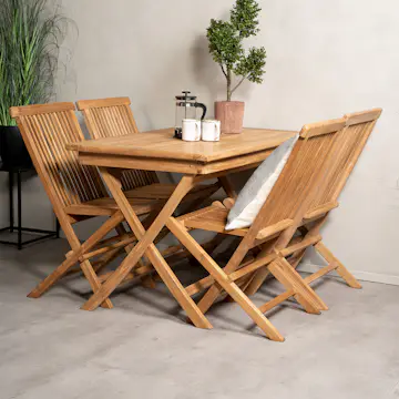 Spisegruppe Venture Home Kenya 120x70 med 4 Kenya Sammenleggbare Stoler