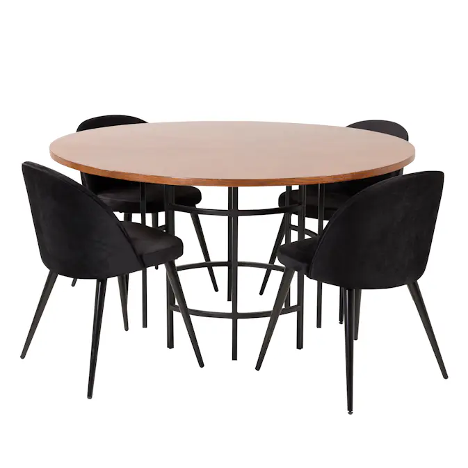 Spisegruppe furniture/fashion Copenhagen med 4 Valentina Fløyel Stoler