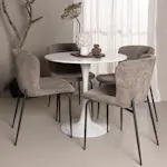 Spisegruppe Venture Home Hamden Ø80 cm med 4 Modesto Stoler