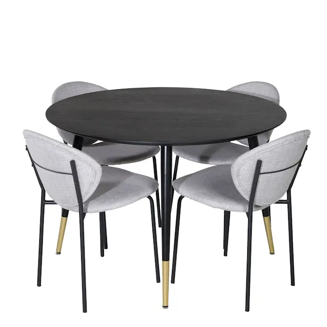 Spisegruppe Venture Home Disa Rund med 4 Valor Stoler