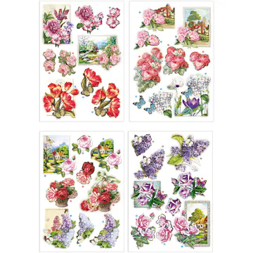 3D Motiv Creativ Company Blomster og Sommerfugler 4 Ark/1 Pk