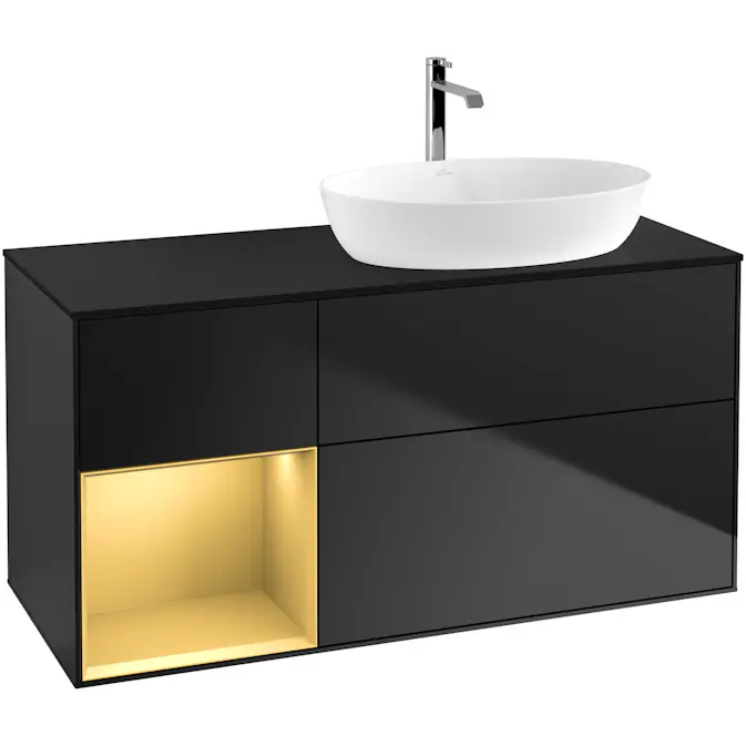 Tvättställsskåp Villeroy & Boch Finion med 3 Lådor Hylla och Bänkskiva för Ocentrerat Tvättställ från Artis & Collaro